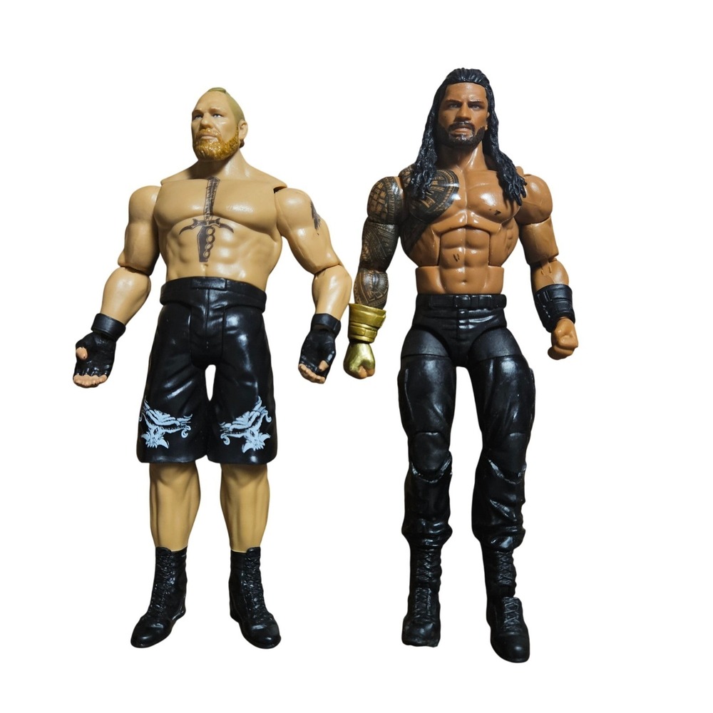 WWE Mattel Roman Reigns 2011 and Brock Lesnar 2017 Action Figure Wrestling